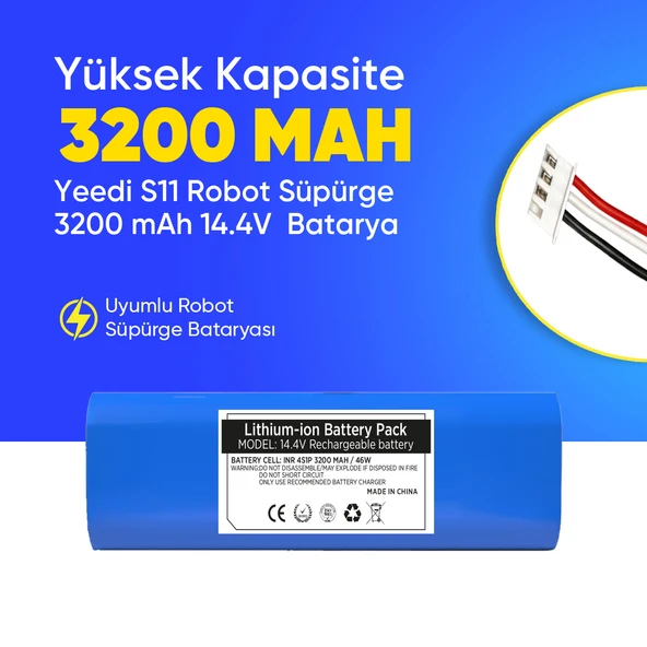 Yeedi S11 Robot Süpürge 3200 mAh 14.4V  Batarya – Orjinal Uyumlu Uzun Ömürlü, Yüksek Performans Pil ürün görseli 1