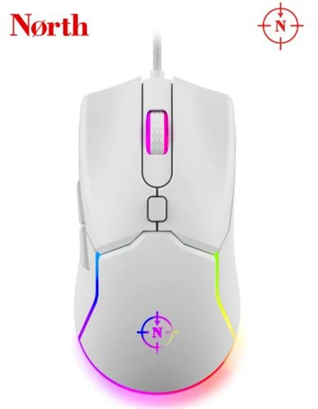 North Air White RGB Kablolu Profesyonel Oyuncu Mouse ürün görseli 1