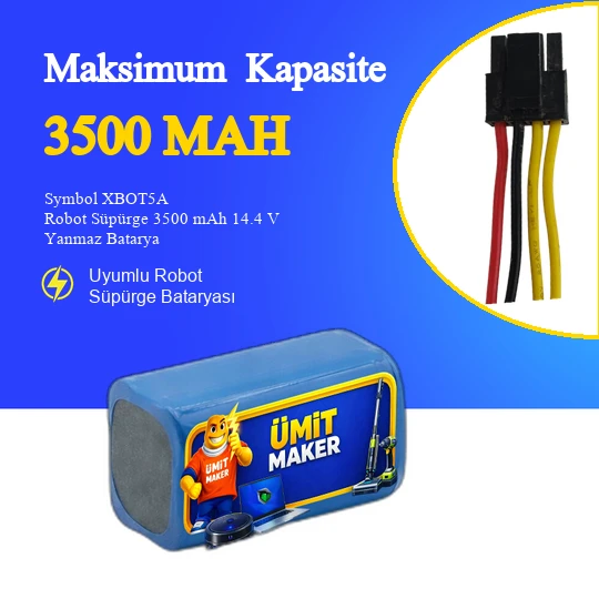 Symbol XBOT5A Robot Süpürge 3500 mAh 14.4 V Yanmaz Batarya – Orjinal Uyumlu Uzun Ömürlü, Yüksek Performans Pil ürün görseli 1