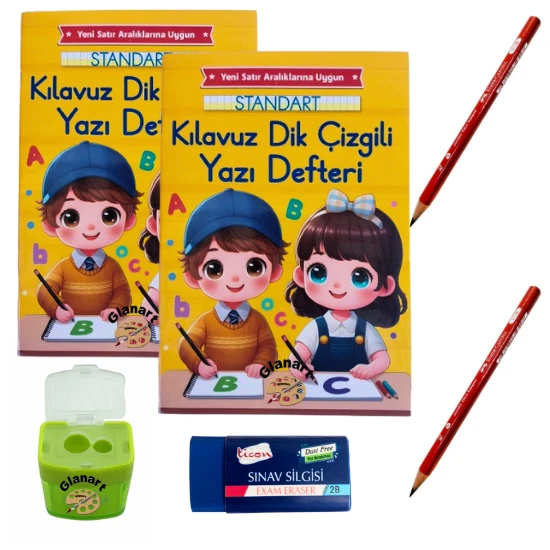 Yeni müfredat küçük boy klavuz dik çizgili güzel yazı defteri ve jumbo ilk kalemim seti  48 syf. ürün görseli 1