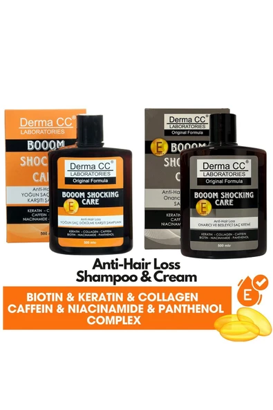 DERMA CC LABORATORIES BoooM Shocking Onarım Seti Dökülme Karşıtı - Shampoo & Cream 500ml X 2 ürün görseli 1