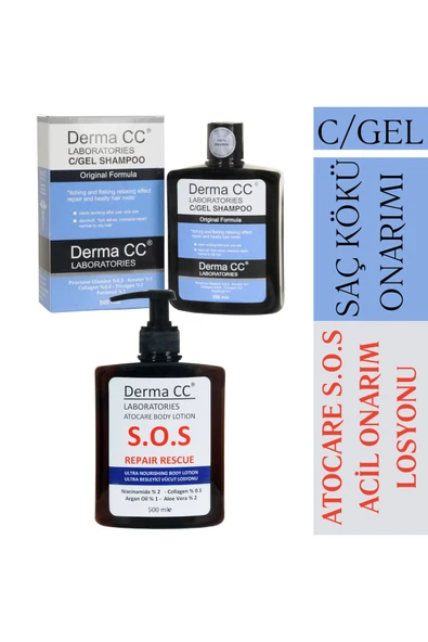 DERMA CC LABORATORIES C/gel Onarıcı Şampuan 500m + S.o.s Atocare Vücut Losyonu 500m ürün görseli 1