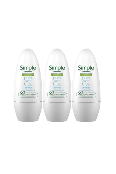 SİMPLE Kind To Skin Pure Deodorant Roll On %0 ALCOHOL Sensitive 50 ml X 3 Adet ürün görseli 1
