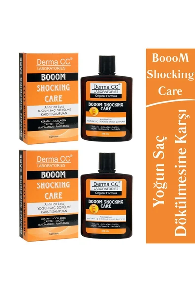 DERMA CC LABORATORIES Booom Shocking Care Şampuan - Yoğun Saç Dökülmesi Karşıtı 500m X 2 Adet ürün görseli 1