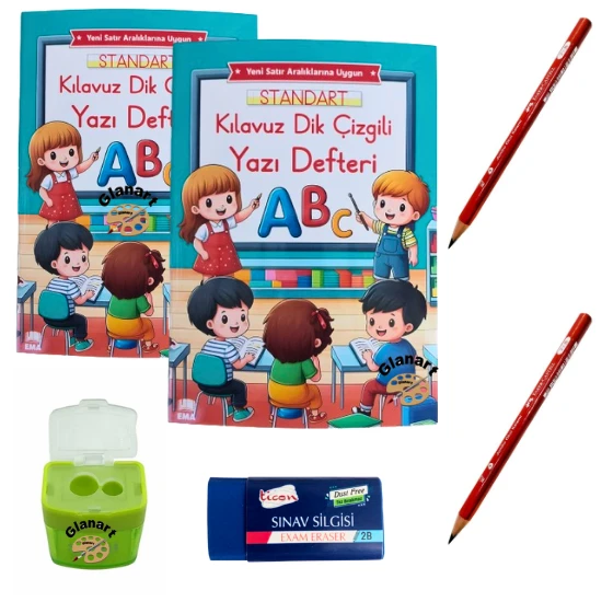 Yeni müfredat büyük boy klavuz dik çizgili güzel yazı defteri ve jumbo ilk kalemim seti  48 syf. ürün görseli 1