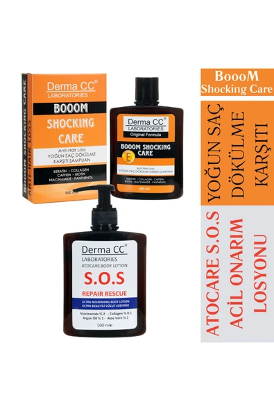 DERMA CC LABORATORIES Booom Shocking Şampuan 500m + Atocare S.o.s Acil Kurtarma Losyon 500m ürün görseli 1