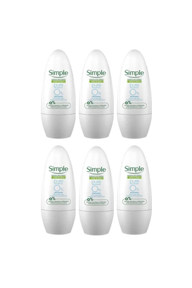 SİMPLE Kind To Skin Pure Deodorant Roll On %0 ALCOHOL Sensitive 50 ml X 6 Adet ürün görseli 1