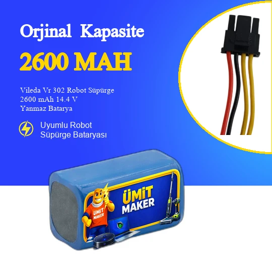 Vileda Vr 302 Robot Süpürge 2600 mAh 14.4 V Yanmaz Batarya – Orjinal Uyumlu Uzun Ömürlü, Yüksek Performans Pil ürün görseli 1