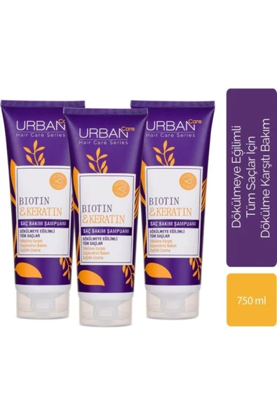 URBAN CARE Şampuan 3 X 250ml Biotin Keratin Dökülme Karşıtı ürün görseli 1