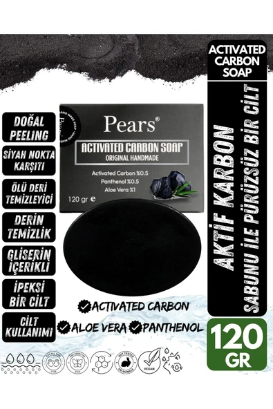 PEARS Gliserinli Aktif Karbon Sabunu Beyazlatıcı 120 gr - Activated Carbon Soap With Glycerine 120gr ürün görseli 1