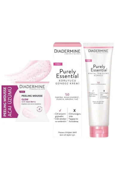 DİADERMİNE Nemlendirici Koruyucu Bakım 40 ml + Makyaj Temizleyici Köpük 150 ml + Peeling 75ml Işıltı ürün görseli 1