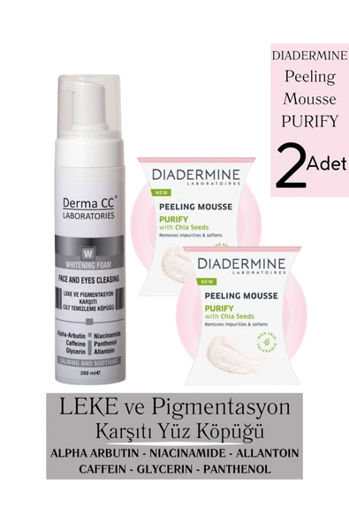 DERMA CC LABORATORIES LEKE Karşıtı Cilt Temizleyici Köpük 200m + Diadermine Peeling 75ml X 2 PURIFY ürün görseli 1
