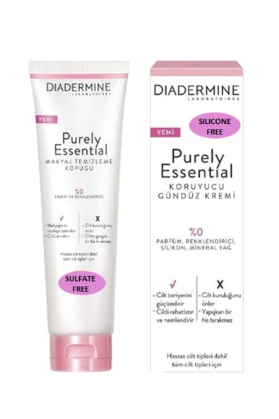 DİADERMİNE Purely Essential Cilt Bakım Seti - Koruyucu Gündüz Kremi 40m + Makyaj Tem. Köpüğü 150m ürün görseli 1