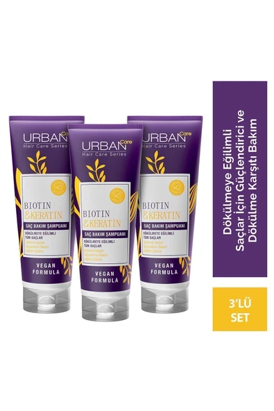 URBAN CARE Biotin & Keratin Saç Bakım Şampuanı X3'lü Avantajlı Set ürün görseli 1