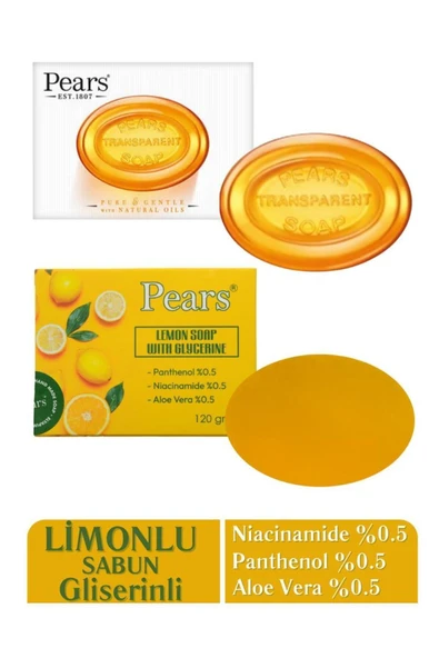 PEARS Original Saf ve Yumuşak Sabun 100gr + Gliserinli Limon Sabunu 120 gr ürün görseli 1
