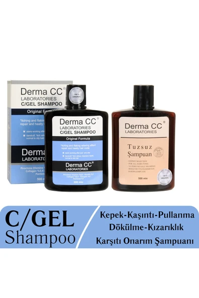 DERMA CC LABORATORIES C/gel Kaşıntı-dökülme-kızarıklık Şampuanı 500m + Tuzsuz Şampuan 500ml ürün görseli 1