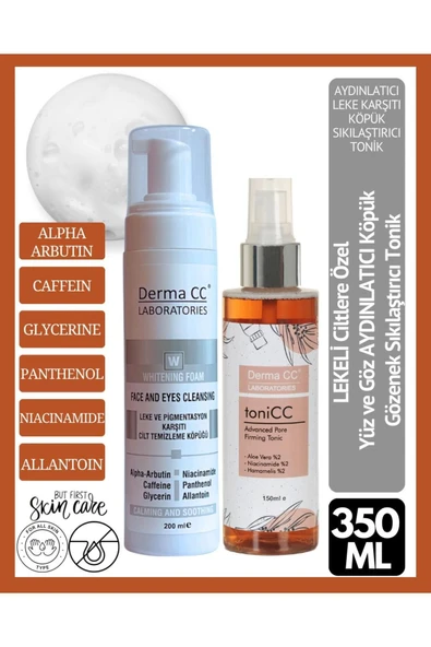 DERMA CC LABORATORIES Whitening Foam Leke Karşıtı Temizleyici 200 ml + Sıkılaştırıcı Tonik 150 ml ürün görseli 1