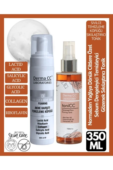 DERMA CC LABORATORIES Acne Foam Sivilce Karşıtı Köpük 200m + Sıkılaştırıcı Sprey Tonik 150ml ürün görseli 1
