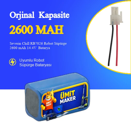Severin Chill RB7026 Robot Süpürge 2600 mAh 14.4V  Batarya – Orjinal Uyumlu Uzun Ömürlü, Yüksek Performans Pil ürün görseli 1
