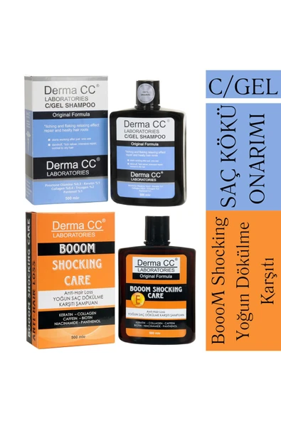 DERMA CC LABORATORIES C/gel Şampuan 500m + Booom Shocking Şampuan 500m - Yoğun Saç Dökülme Karşıtı ürün görseli 1