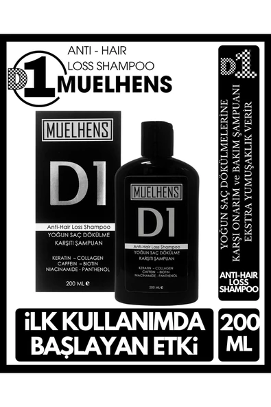 MUELHENS D1 Yoğun Saç Dökülme Karşıtı Şampuan 200 ml - ANTI HAIR LOSS SHAMPOO ürün görseli 1