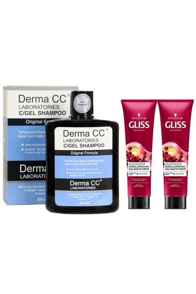 DERMA CC LABORATORIES C/gel Shampoo 500 Ml - C/gel Şampuan + Gliss Durulanmayan Saç Kremi 150m X 2 ürün görseli 1