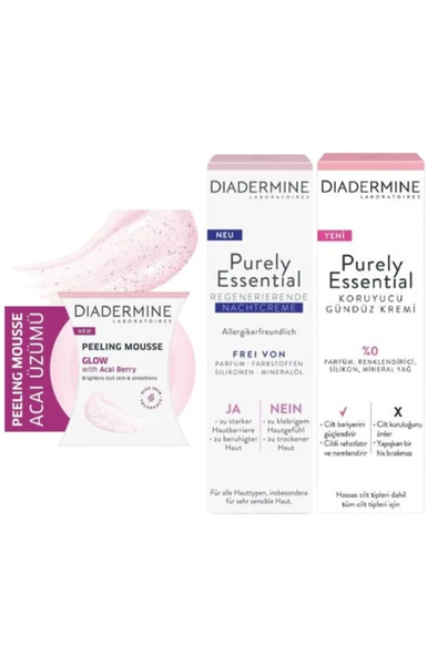 DİADERMİNE Nemlendirici Cilt Bakım Seti Gündüz Kremi 40 ml + Gece Kremi 40 ml + Peeling 75 ml IŞILTI ürün görseli 1