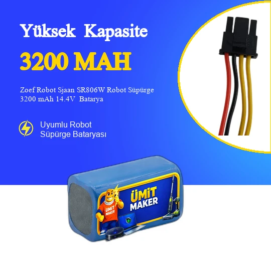 Zoef Robot Sjaan SR806W Robot Süpürge 3200 mAh 14.4V  Batarya – Orjinal Uyumlu Uzun Ömürlü, Yüksek Performans Pil ürün görseli 1