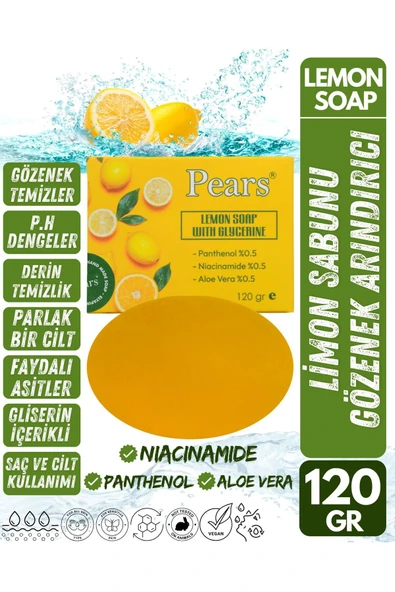 PEARS Gliserinli Limon Sabunu 120 gr - Lemon Soap With Glycerine 120 gr ürün görseli 1