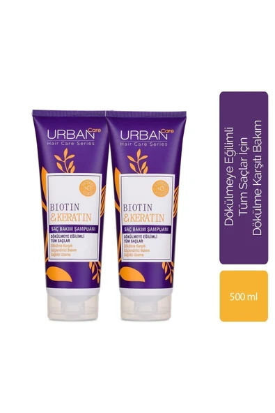 URBAN CARE Biotin & Keratin Saç Bakım Şampuanı 2'li Avantajlı Paket ürün görseli 1