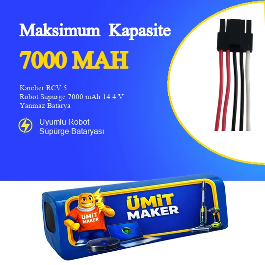 Karcher RCV 5 Robot Süpürge 7000 mAh 14.4 V Yanmaz Batarya – Orjinal Uyumlu Uzun Ömürlü, Yüksek Performans Pil ürün görseli 1