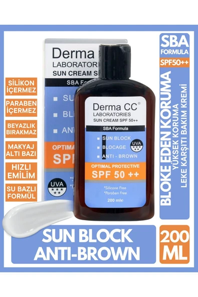 DERMA CC LABORATORIES Derma Cc Güneş Kremi Spf50 ( Plus Plus ) 200ml - Sun Block - Antı Brown - Blocage ürün görseli 1