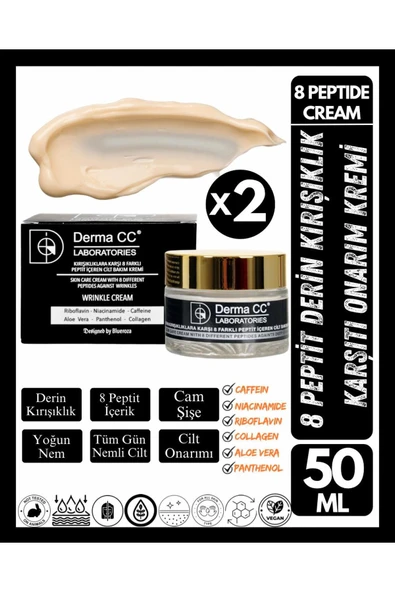 DERMA CC LABORATORIES 8 Peptit Içeren Derin Kırışıklık Karşıtı Cilt Bakım Kremi 50m X 2 Adet ürün görseli 1