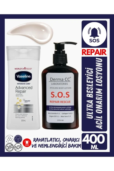 DERMA CC LABORATORIES Atocare Lotion 200ml + Vaseline Advanced Repair Lotion 200ml ürün görseli 1