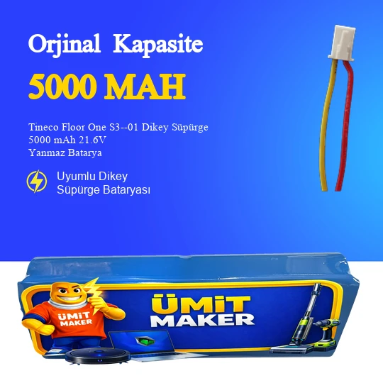Tineco Floor One S3--01 Dikey Süpürge 5000 mAh 21.6V Yanmaz Batarya – Orjinal Uyumlu Uzun Ömürlü, Yüksek Performans Pil ürün görseli 1