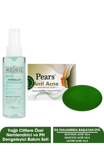 MUELHENS Hydralist Nemlendirici Sprey Yağlı Cilt 110m + Pears Anti Acne - Akne Karşıtı Sabun 120gr ürün görseli 1