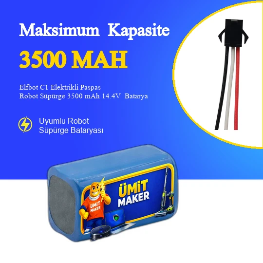 Elfbot C1 Elektrikli Paspas Robot Süpürge 3500 mAh 14.4V  Batarya – Orjinal Uyumlu Uzun Ömürlü, Yüksek Performans Pil ürün görseli 1