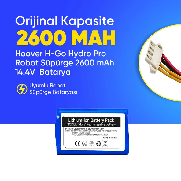 Hoover H-Go Hydro Pro Robot Süpürge 2600 mAh 14.4V  Batarya – Orjinal Uyumlu Uzun Ömürlü, Yüksek Performans Pil ürün görseli 1