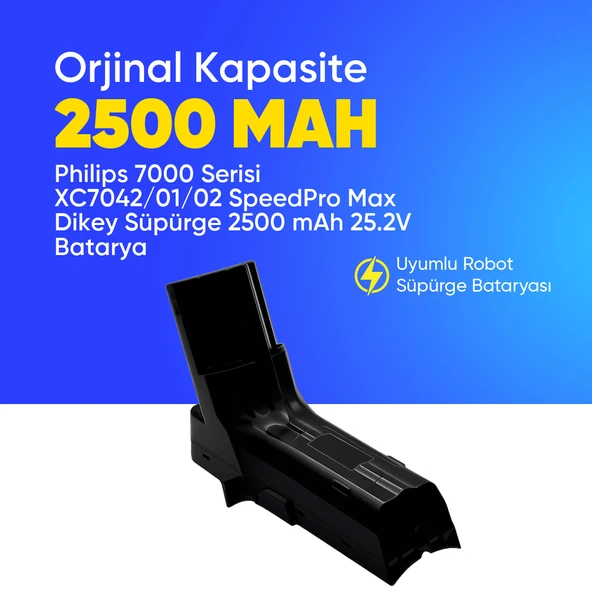 Philips 7000 Serisi XC7042/01/02 SpeedPro Max Dikey Süpürge 2500 mAh 25.2 V  Batarya – Orjinal Uyumlu Uzun Ömürlü, Yüksek Performans Pil ürün görseli 1