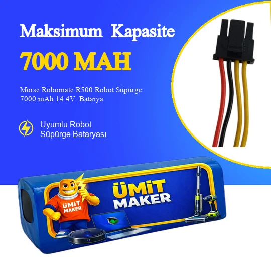 Morse Robomate R500 Robot Süpürge 7000 mAh 14.4V  Batarya – Orjinal Uyumlu Uzun Ömürlü, Yüksek Performans Pil ürün görseli 1