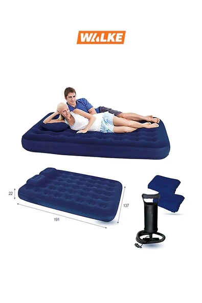 Walke Double Çift Kişilik Şişme Yatak Seti (2 Yastık + Pompa Dahil) 191x137x22 cm 2200 ürün görseli 1