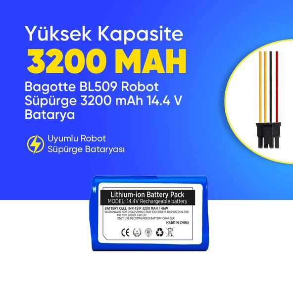 Bagotte BL509 Robot Süpürge 3200 mAh 14.4 V  Batarya – Orjinal Uyumlu Uzun Ömürlü, Yüksek Performans Pil ürün görseli 1