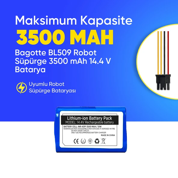 Bagotte BL509 Robot Süpürge 3500 mAh 14.4 V  Batarya – Orjinal Uyumlu Uzun Ömürlü, Yüksek Performans Pil ürün görseli 1