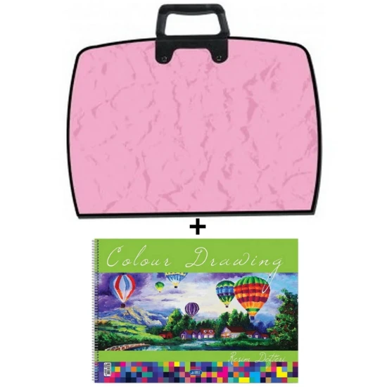 25x35 cm resim çantası + 25x35 resim defteri (askılı - fermuarlı) lilalı pembe ürün görseli 1