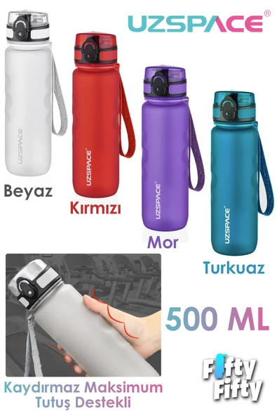 Uzspace 500 ML Kaydırmaz Maksimum Tutuş Destekli Tritan Su Matarası -FFUZ1215 ürün görseli 1