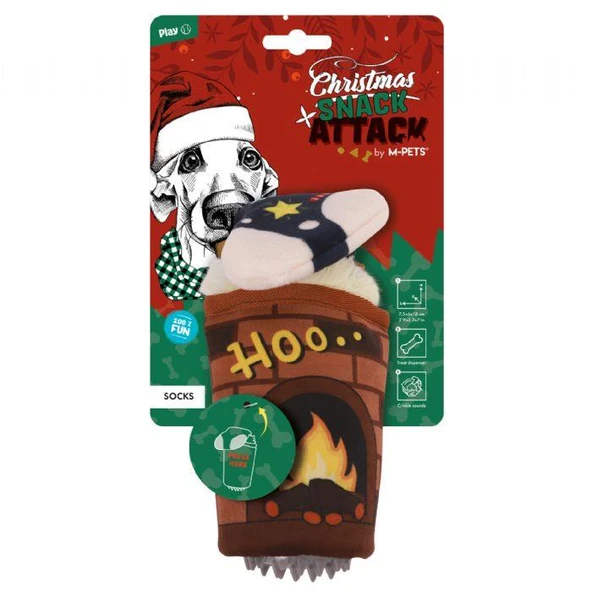 M-PETS CHRISTMAS SOCKS SNACK ATTACK KÖPEK OYUNCAĞI ürün görseli 1