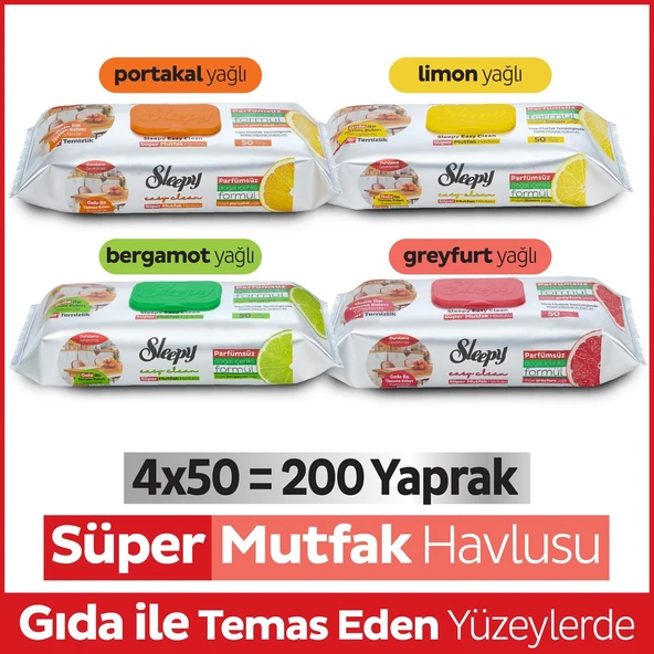 Easy Clean Süper Yüzey Temizlik Mutfak Havlusu&Mendili Karma Paket 4X50 (200 Yaprak) ürün görseli 1