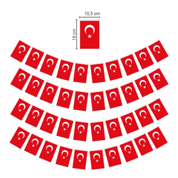 Büyük ipli Türk Bayrağı Kağıt İpli Bayrak - 1 Adet ürün görseli 1