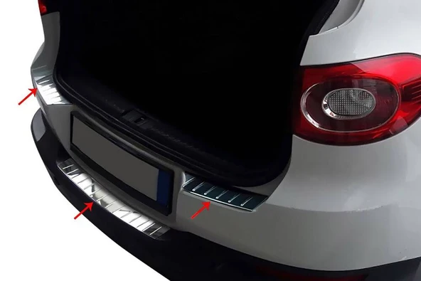 VW Tiguan Krom Arka Tampon Eşiği 3 Parça 2007-2015 Arası P.Çelik ürün görseli 1