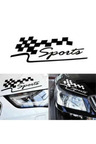 Sports Far Üstü Veya Kaporta Sticker Sağ-Sol Siyah 2 Adet 30*10 Cm ürün görseli 1